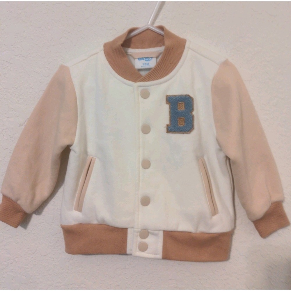 Bluey Baby Boy Varsity Style Snap Down Fleece Jacket Size 12 Months
